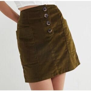 Urban Outfitters BDG Green Kendri Uncut Corduroy Button Fly Mini Skirt Medium